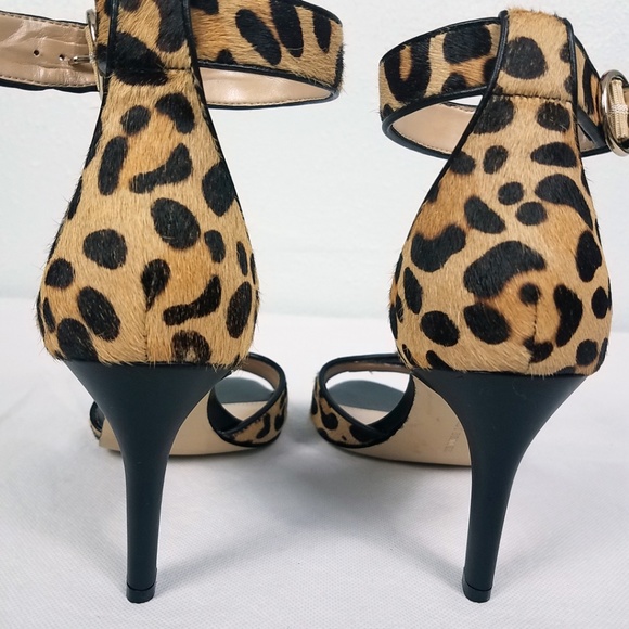 Audrey Brooke Leopard Ganauche Leather Heels Shoes - Picture 6 of 8